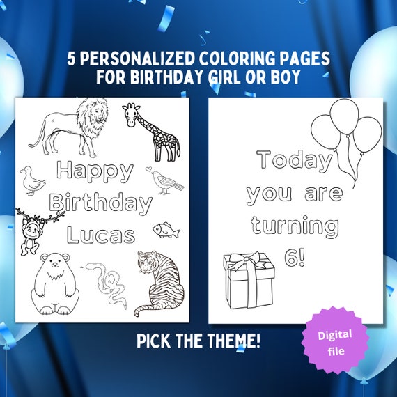 Personalized Birthday Coloring Pages / Digital File. Print at - Etsy