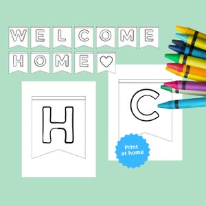 DIY Welcome Home Banner / Malvorlagen / Digitale Datei. Zuhause ausdrucken.