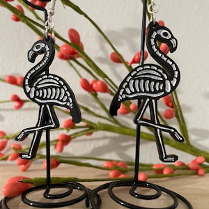 Skeleton Flamingo dangle earrings