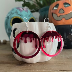 Blood dripping acrylic style earrings