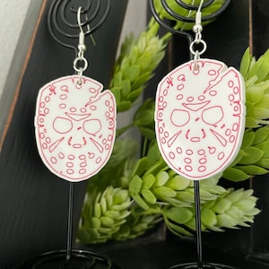 Friday the 13 Jason Hockey mask dangle earrings