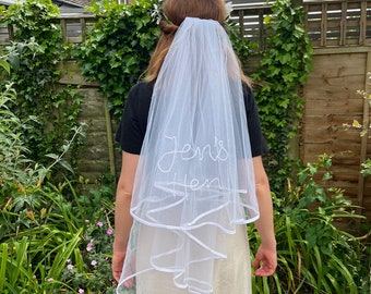 Personalised Hen Party Veil | Bride to Be Veil | Bride Accessories | Hand Stitched Hen Do Veil