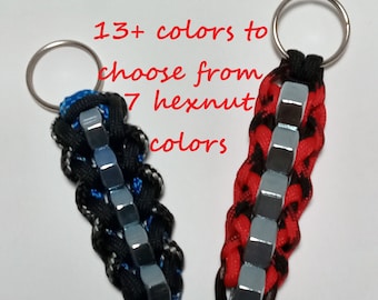 Customizable Keychain - Hex nut Paracord Keychain - Paracord Keyring