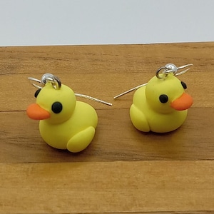 Rubber Duck Earrings - Handmade Earrings - Polymer Clay Dangle Earrings