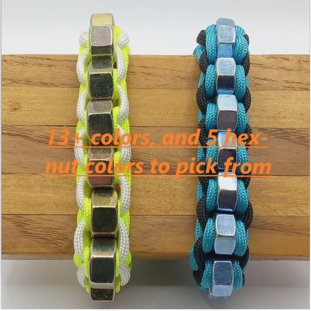 Customizable Vertical Hex Nut Paracord Bracelet Handmade Paracord