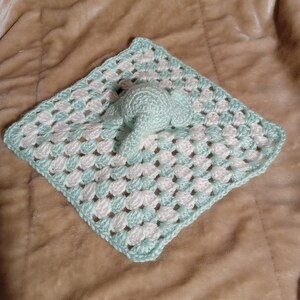 Elephant Lovey - One-of-a-Kind Crochet Elephant Baby Lovey - Security Blanket - Baby Blanket - Handmade Fiber Art