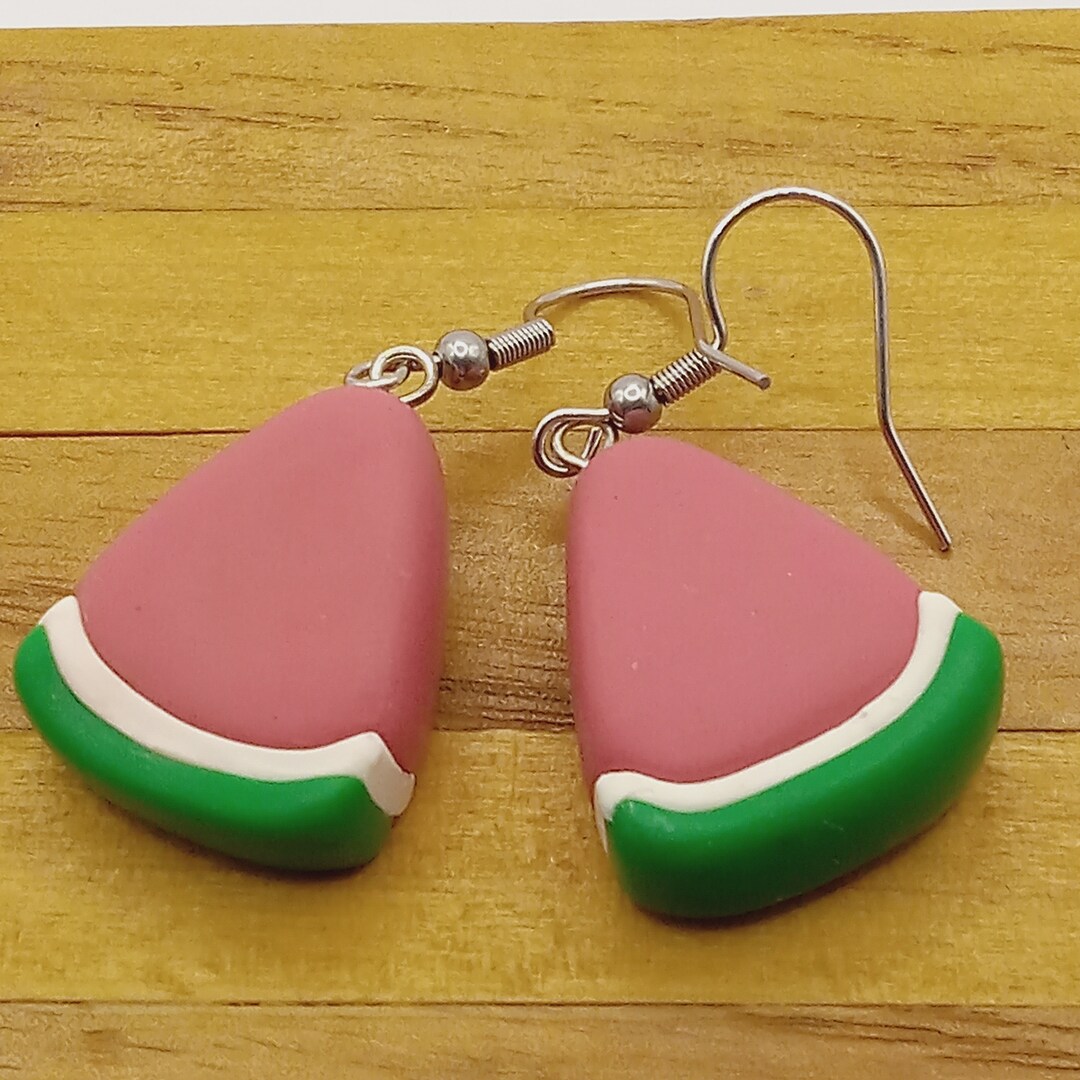 Seedless Watermelon Earrings Handmade Earrings Polymer Clay Dangle