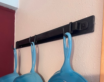 Hand Forged Pot Rack, Wall Mounted Pan Hanger