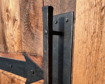 Hand Forged Barn Door Handle, Blacksmith Made, Heavy Iron Handle
