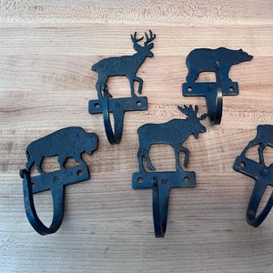 Hand Forged Wild Animal Hook, Moose, Bear, Elk, Deer or Bison, Blacksmith Made