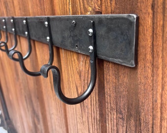 Hand Forged Rack, Blacksmith Made, Coat Hat Towel Rack