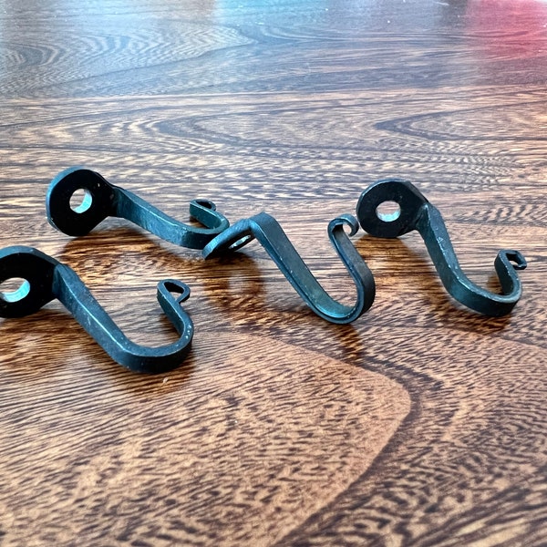 Hand Forged Small Under Counter Hooks, Blacksmith Made From Horseshoe Nails For Under Counters.