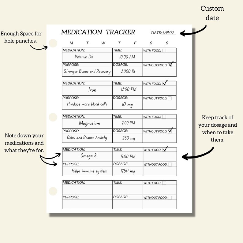 Medication Tracker Printable Medication Log Medication Schedule Tracker