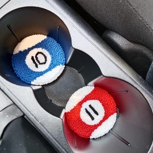 Custom magic 8 ball car coaster set, Pool Player Gifts, Handmade Punch needle coaster. immagine 7