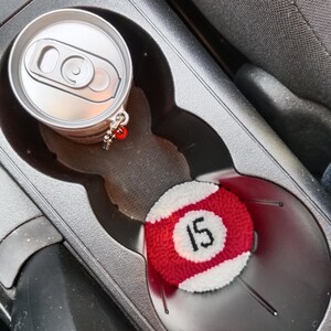Custom magic 8 ball car coaster set, Pool Player Gifts, Handmade Punch needle coaster. immagine 14