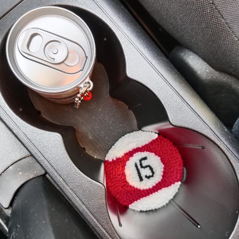 Custom magic 8 ball car coaster set, Pool Player Gifts, Handmade Punch needle coaster. immagine 14