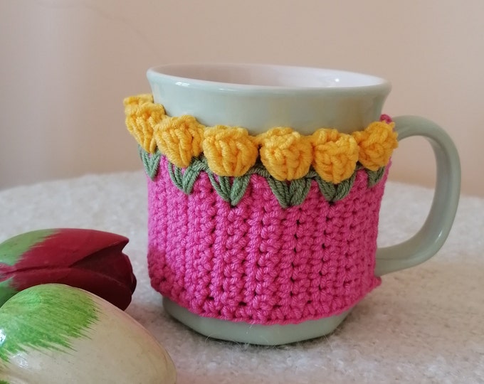 Crochet mug cozy, Mug sleeve, Coffee lovers gift, Knitted mug cozy, Mothers day gift, Knit cup holder, Mother Daughter gift,gift for grandma