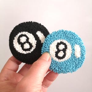 Magic 8 Ball Car Coasters: Handmade Punch Needle Billiards Gifts