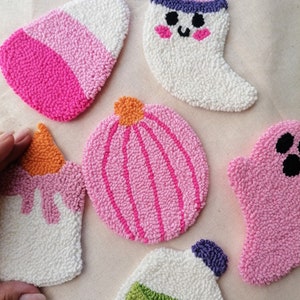 pink halloween mug rug