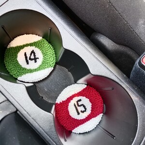 Custom magic 8 ball car coaster set, Pool Player Gifts, Handmade Punch needle coaster. immagine 12