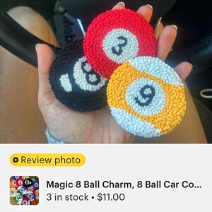 Custom magic 8 ball car coaster set, Pool Player Gifts, Handmade Punch needle coaster. immagine 16