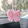 Crochet Pink Bow Car Mirror Hanger: Stocking Filler for Teens Gift product logo