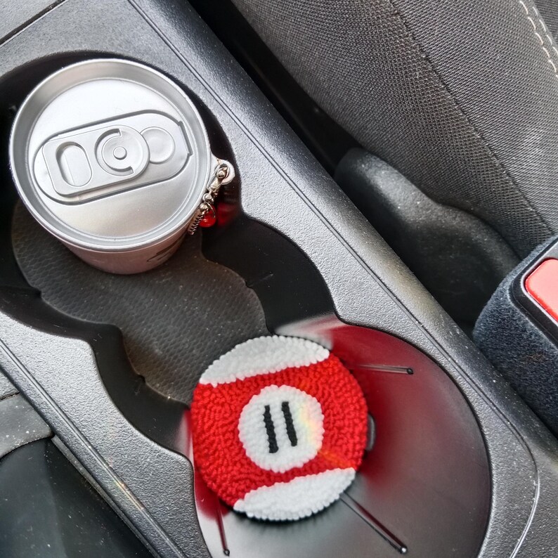 Custom magic 8 ball car coaster set, Pool Player Gifts, Handmade Punch needle coaster. immagine 9