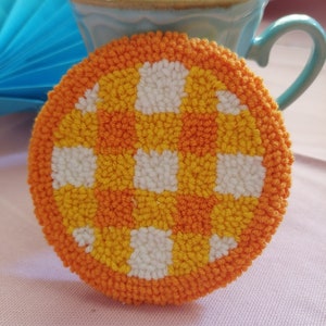Yellow plaid mug rug