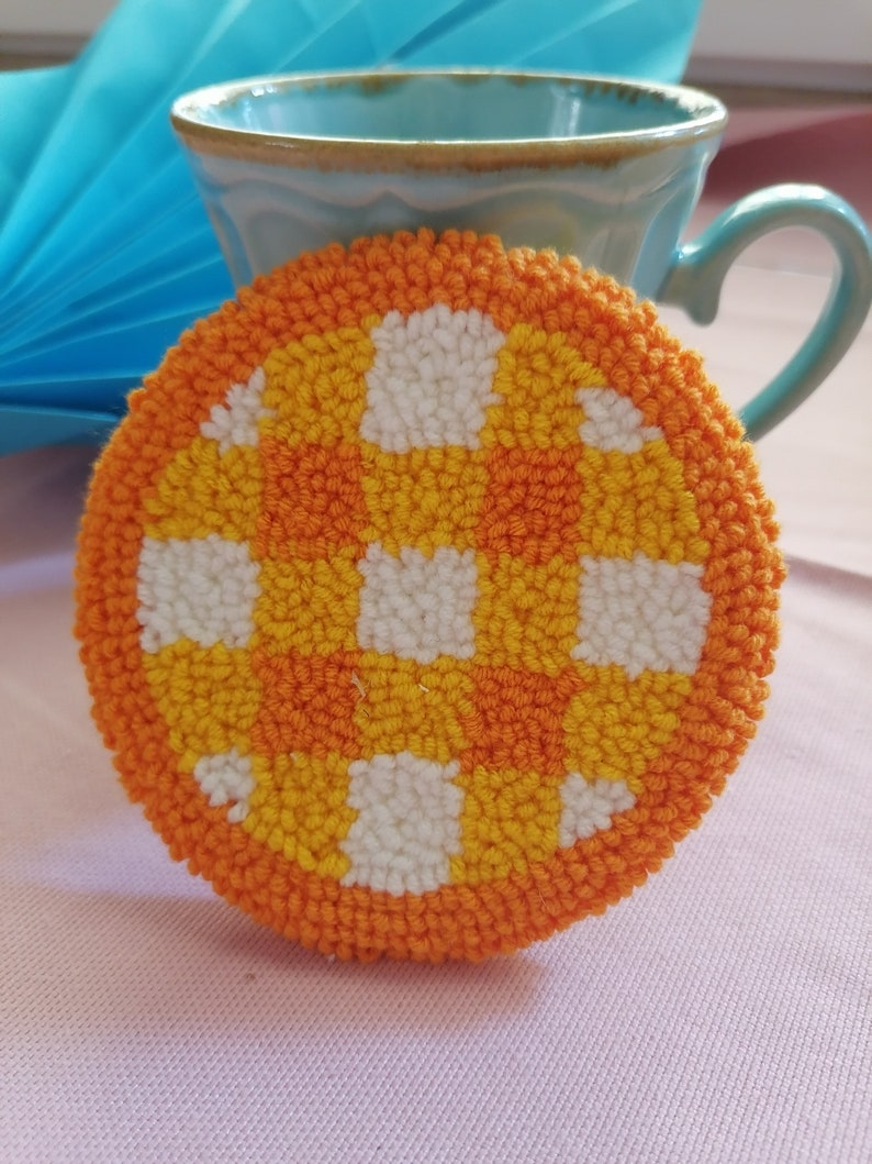 Yellow plaid mug rug