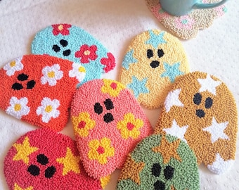 Punch Needle Halloween Ghost Coaster: Handmade Cotton Fall Decor