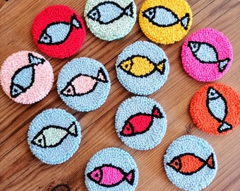 Posavasos de coche con diseño de aguja perforada, posavasos divertidos con forma de pez, regalos de pesca para Navidad