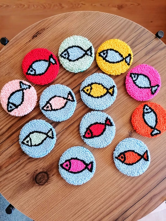 Car Cup Holder Coaster, Fish Coasters, Funny and Cute Coasters, New Car  Gift, Coaster for Car, Punch Needle Car Coaster 