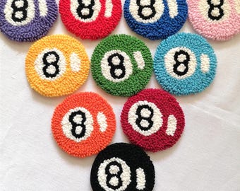 Magic 8 Ball Car Coaster Set: Absorbent Punch Needle Coasters, Billiards Gifts