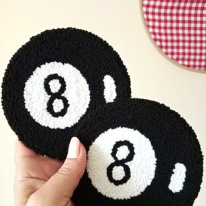 Punch Needle Billiard Ball Coaster – Handmade Cotton Drink Coaster
