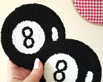 Punch Needle Billiard Ball Coaster – Handmade Cotton Drink Coaster