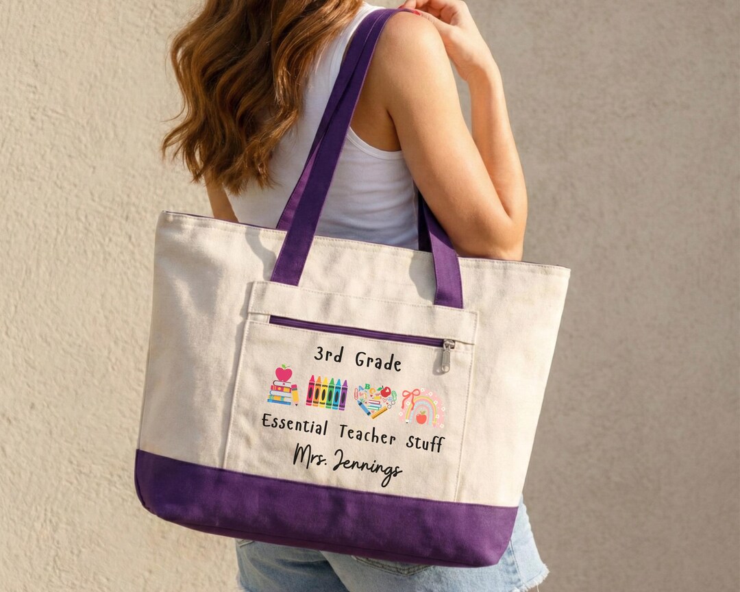 Custom Teacher Name Gift Custom Canvas Tote Bag for Thank You Gift From ...