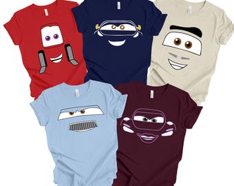 Disney Cars Face Outline Family Matching Shirt,  Disney Vacation, Disney Cars Shirt, Cars Shirt,Disney Birthday Crew, Cars Group Shirt