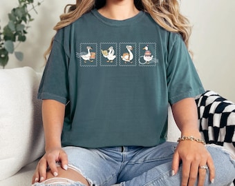 Camiseta de ganso para amantes de los libros, divertida camiseta de regalo para amantes de los gansos, camiseta de lectura para bibliotecarios.