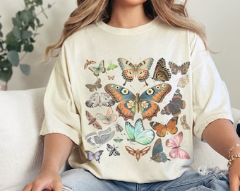 90年代ヴィンテージ バタフライ＆モス Tシャツ - コンフォートカラー ユニセックス Tシャツ