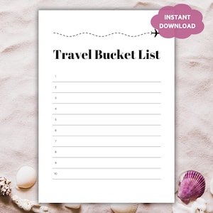 Travel Bucket List druckbare PDF-Vorlage, Reisecheckliste, Urlaubsplaner, Reisewunschliste, Reiseziele, Traumziele für Reisende