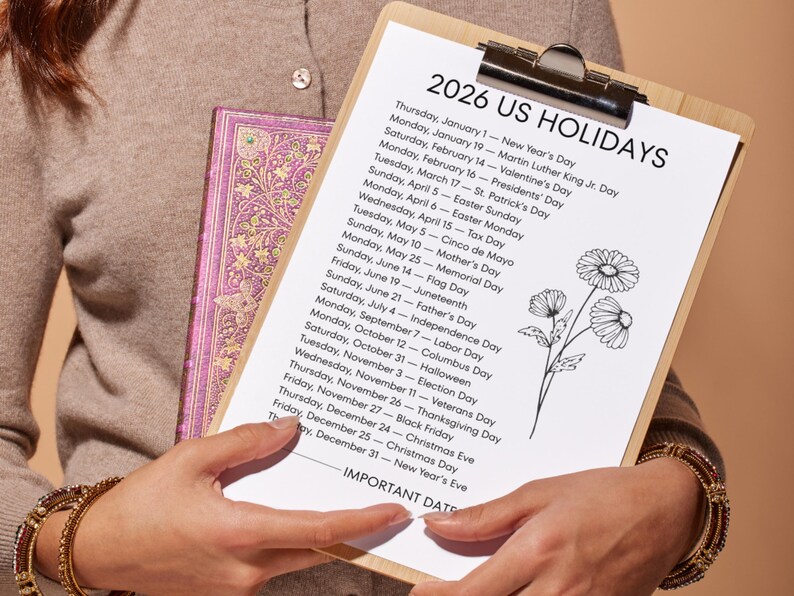 2026 US Holidays List Printable PDF, Federal Holidays + Observances ...