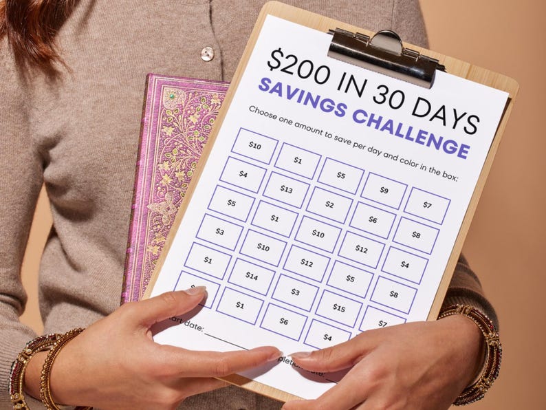 Savings Challenge 200 in 30 Days Printable PDF, Money Saving Tracker ...