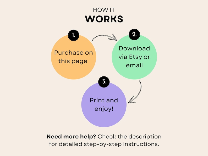 how it works: 1. purchase on this page 2. download via etsy or email 3. print and enjoy. need more help? check the description.