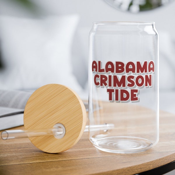 Alabama Crimson Tide Glass with Optional Lid and Straw | University of Alabama