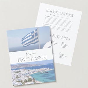 Griechenland Reiseplaner, Reiseplanung PDF, druckbarer Reiseplaner, modernes Design Flug Tracking, Packliste, Reiseführer