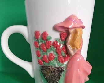 Woman mug with flowers
