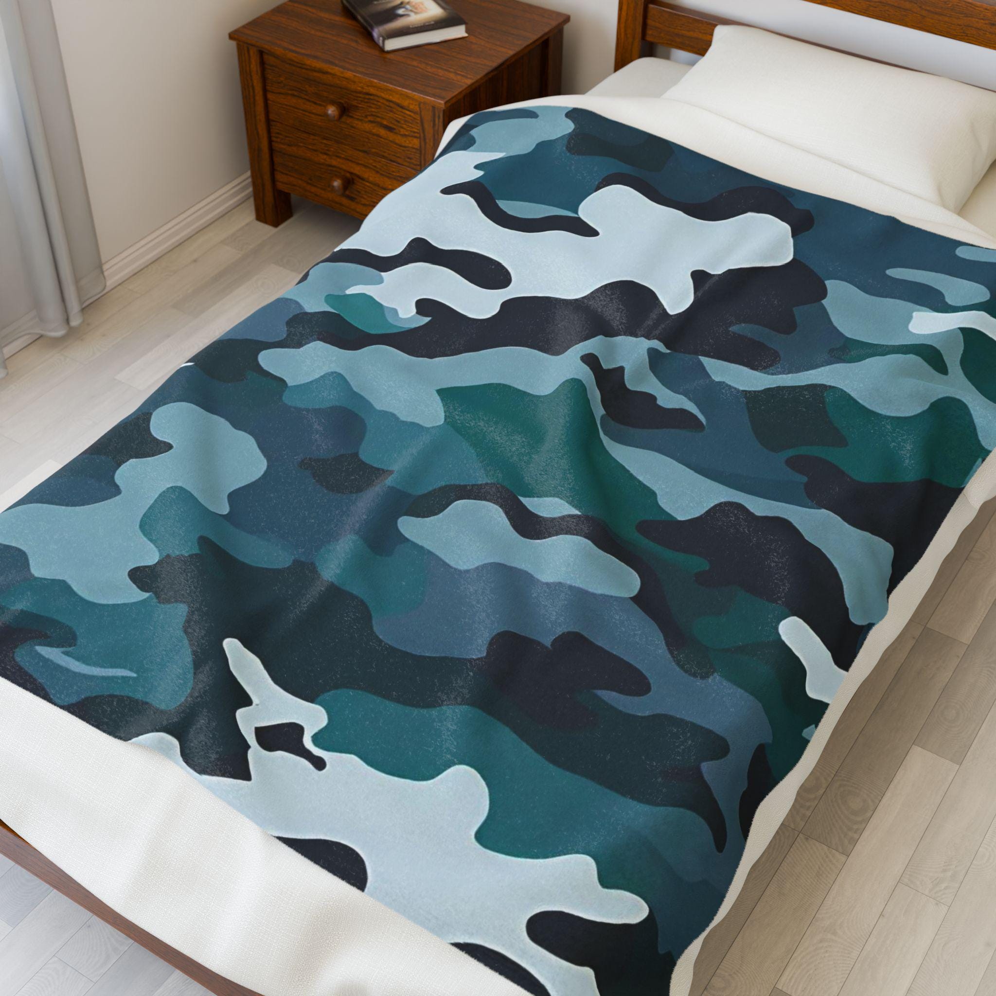 Blue Camo Crib Bedding