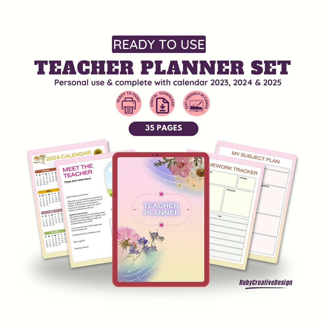 Teacher Planner Lesson & Academic Notepad Grade Tracker Etsy