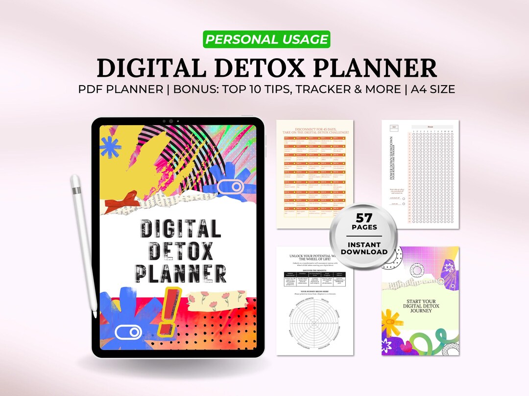 45-day Digital Detox Challenge Planner | Screen Time Tracker ...