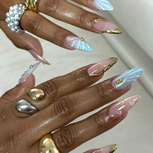 Handmade Chrome Glam Freestyle Press On Nails | Handdrawn Nail Art | NO STICKERS | BillioNoire Beauty